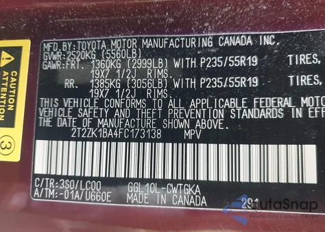 2015 Lexus Rx 350 из США, поврежденный, VIN 2T2ZK1BA4FC173138